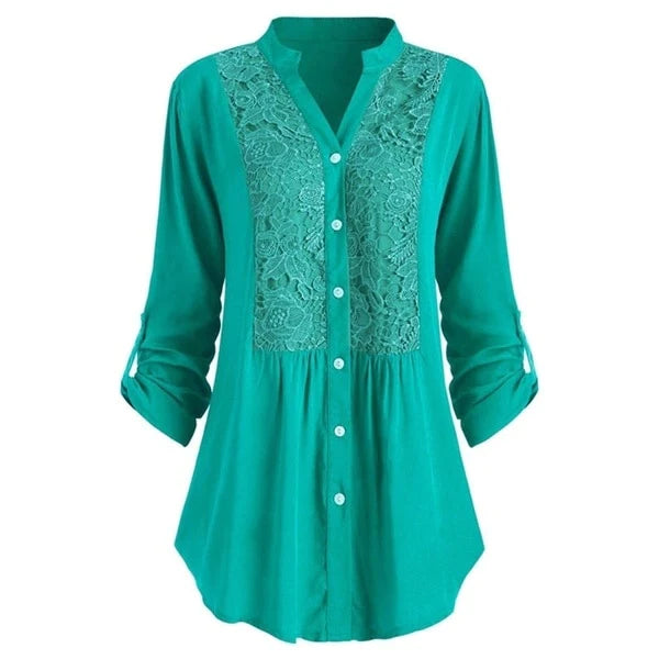 Celeste – Elegante Lange Bloes met Trendy Pofmouwen