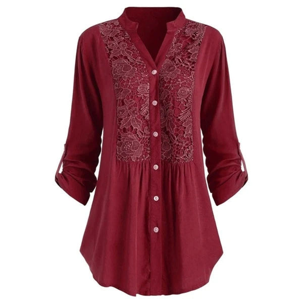 Celeste – Elegante Lange Bloes met Trendy Pofmouwen