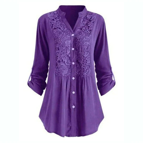 Celeste – Elegante Lange Bloes met Trendy Pofmouwen