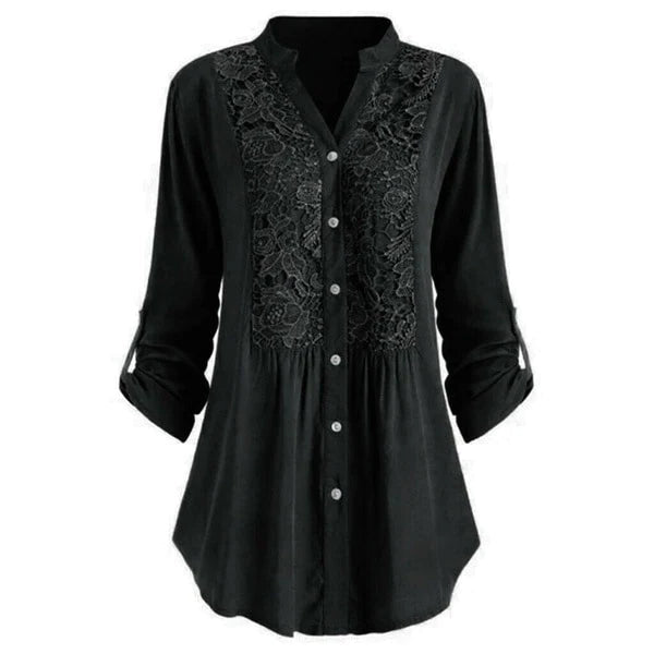 Celeste – Elegante Lange Bloes met Trendy Pofmouwen