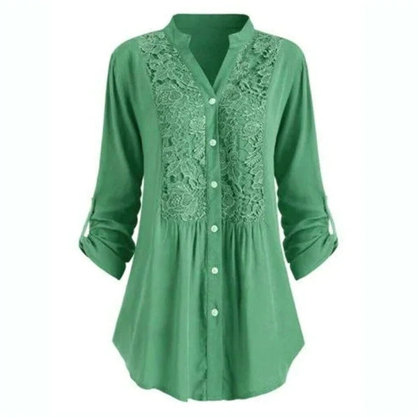 Celeste – Elegante Lange Bloes met Trendy Pofmouwen