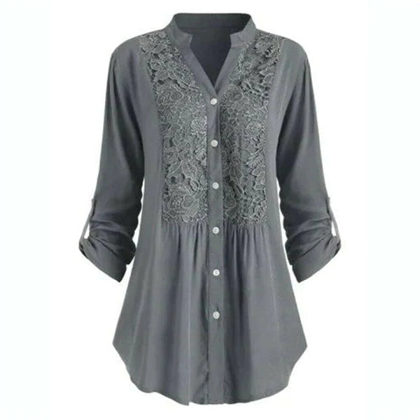Celeste – Elegante Lange Bloes met Trendy Pofmouwen