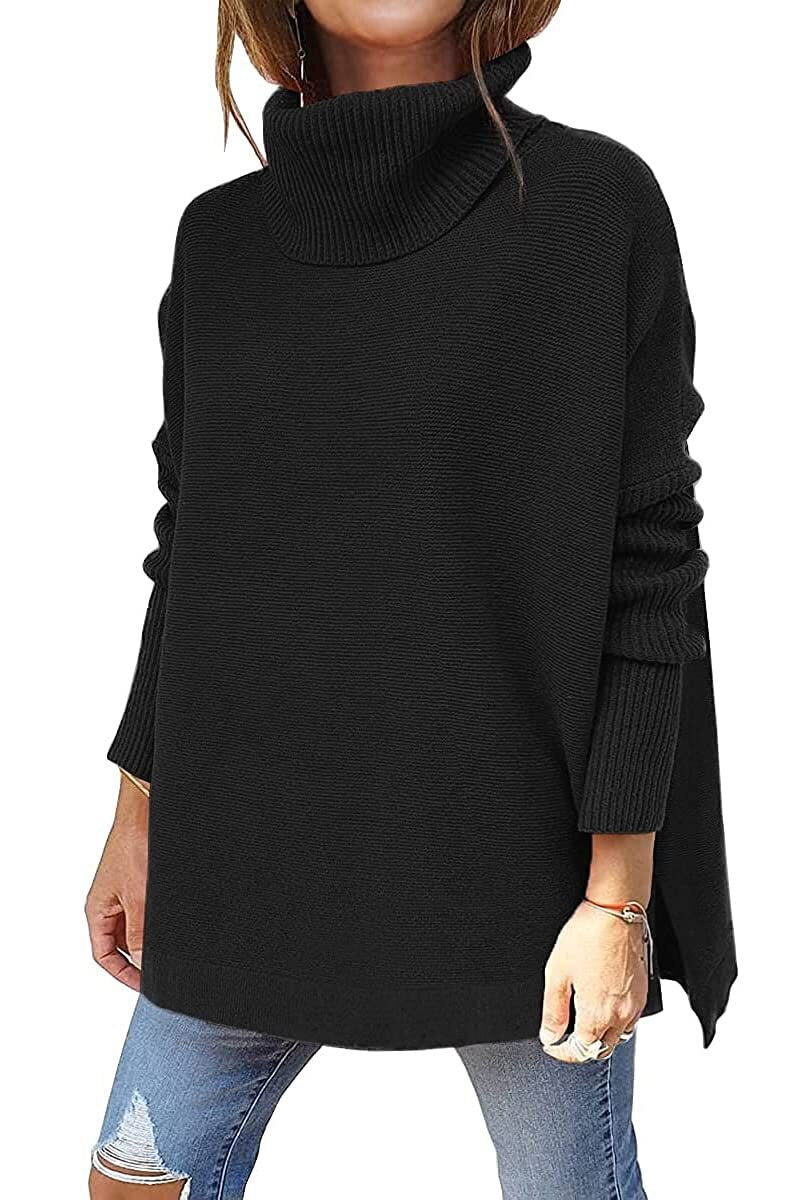 Lena - Knusse oversized coltrui met gespleten zoom