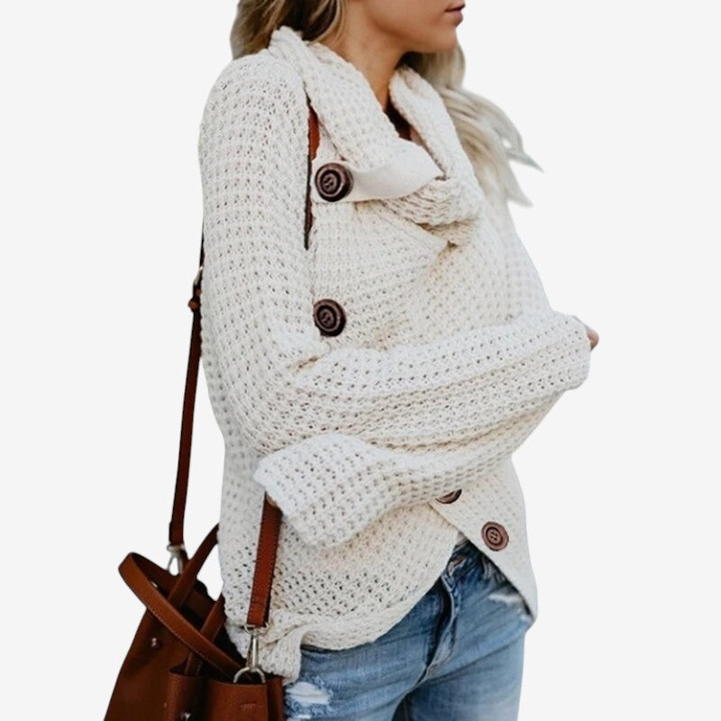 Nancy - Vest met Lange Mouwen Knopensluiting en Colkraag