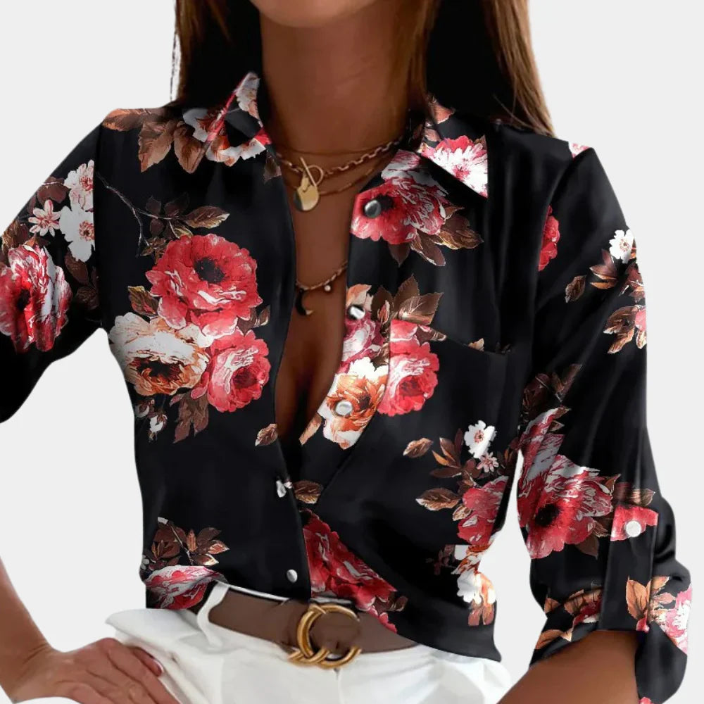 Lieke - Elegante blouse met klassieke gevouwen kraag