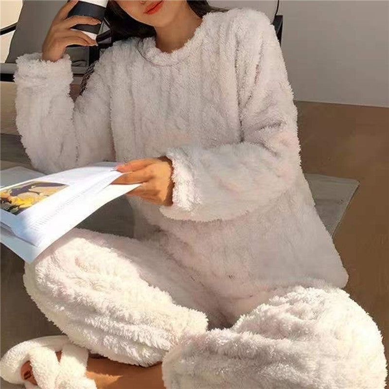 Amelie - Warme fleece pyjamaset met een ontspannen halslijn