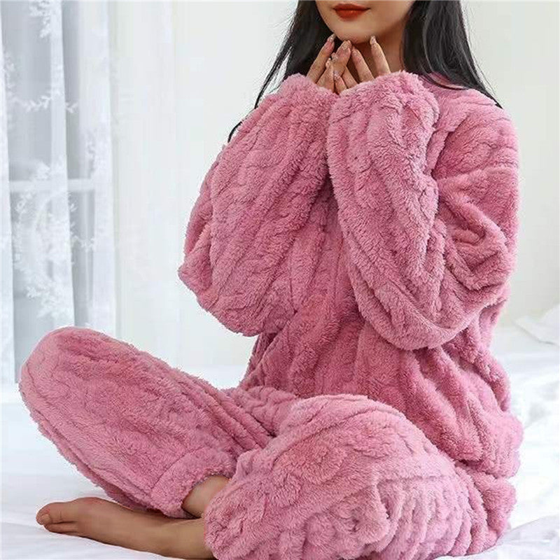Amelie - Warme fleece pyjamaset met een ontspannen halslijn