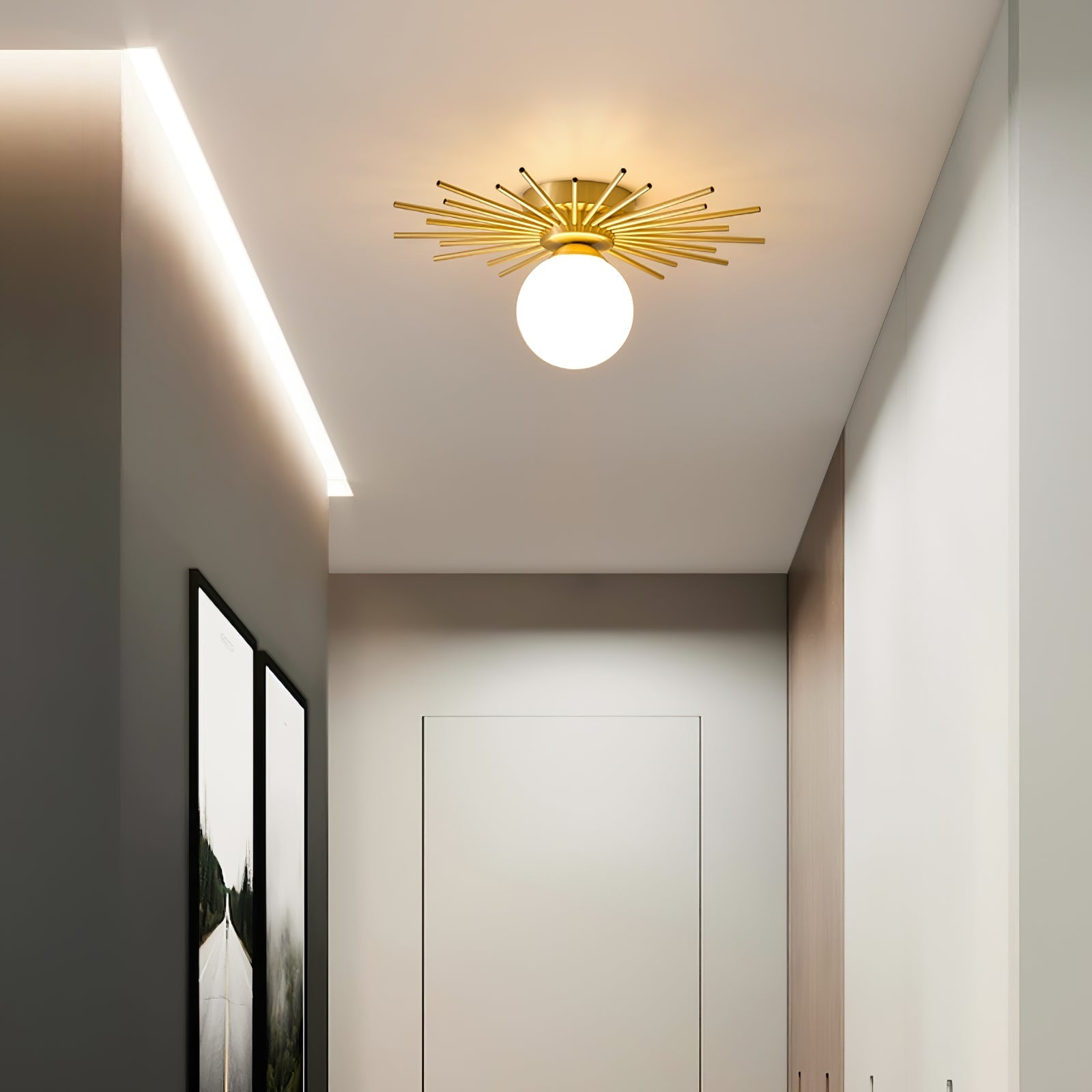 LumiStar – Plafondlamp van Messing en Glas met Rond Ontwerp
