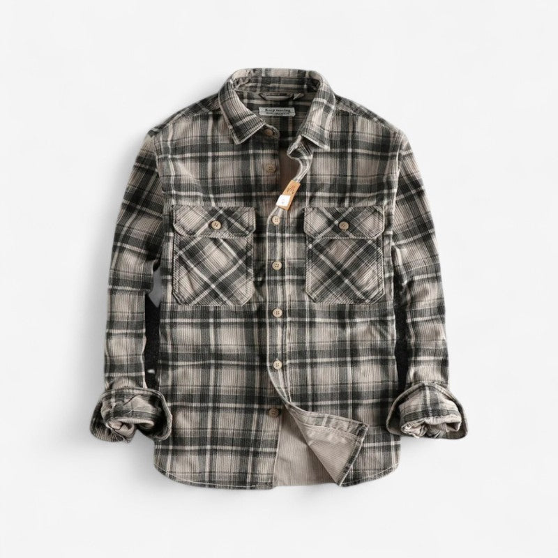 Johnny - Lange Mouw Geruit Overhemd met Knopen en Omgeslagen Kraag