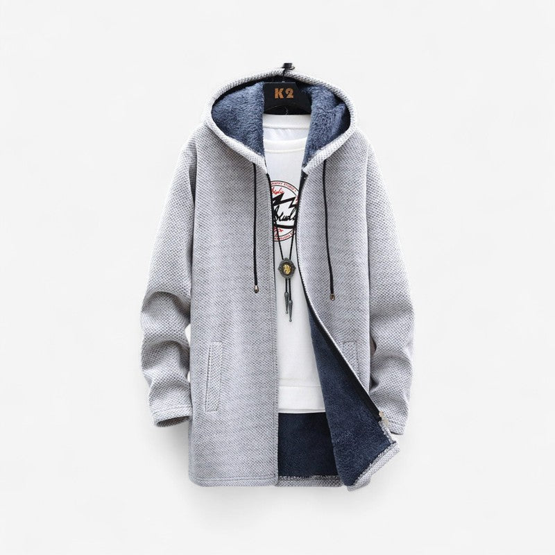 David - Lange Mouw Jas met Capuchon Rits en Zijzakken