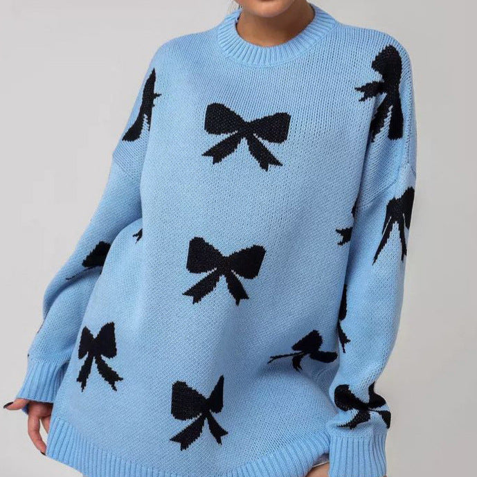 Carla - Elegante gebreide trui met strik en jacquarddetail