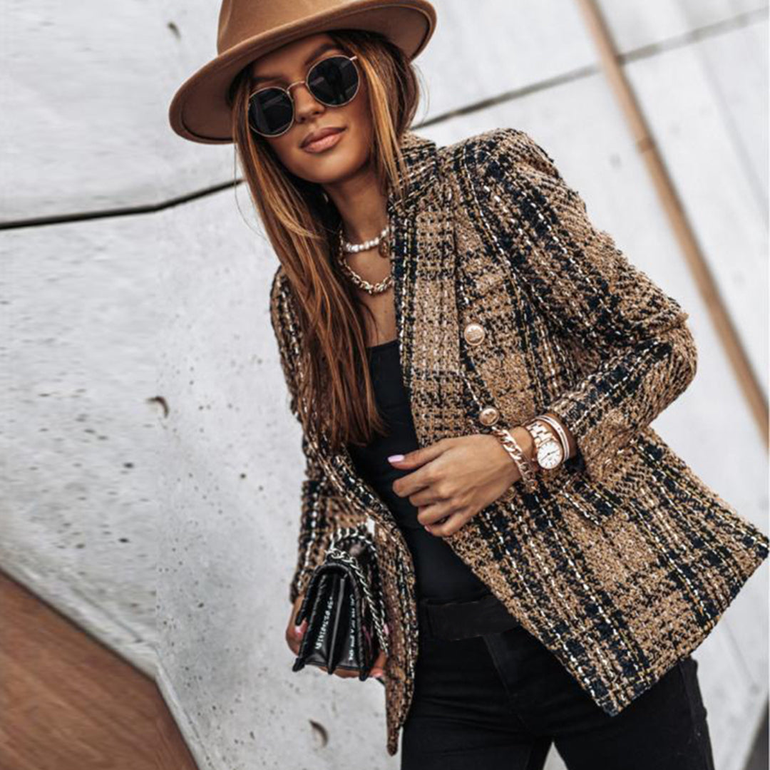 Celestia – Dubbelrijs blazer met functionele zakken