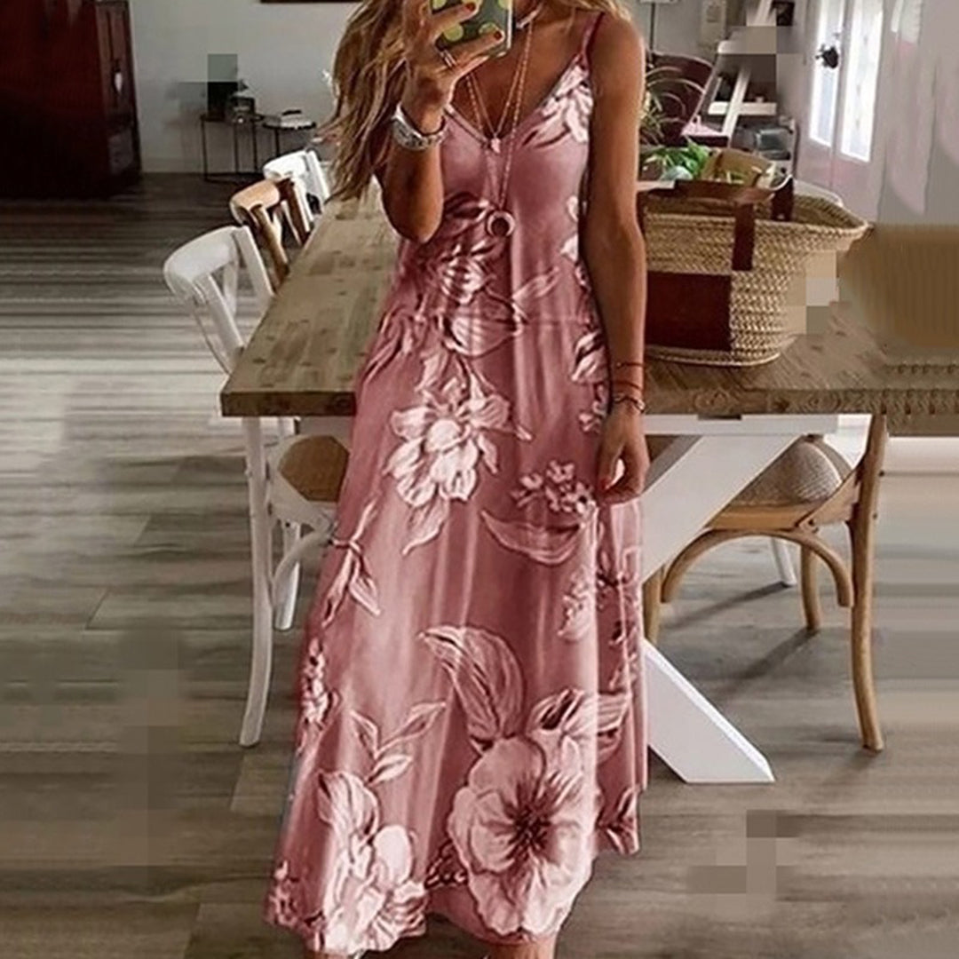 Salena - Elegante bloemenjurk met V-hals en schouderbandjes