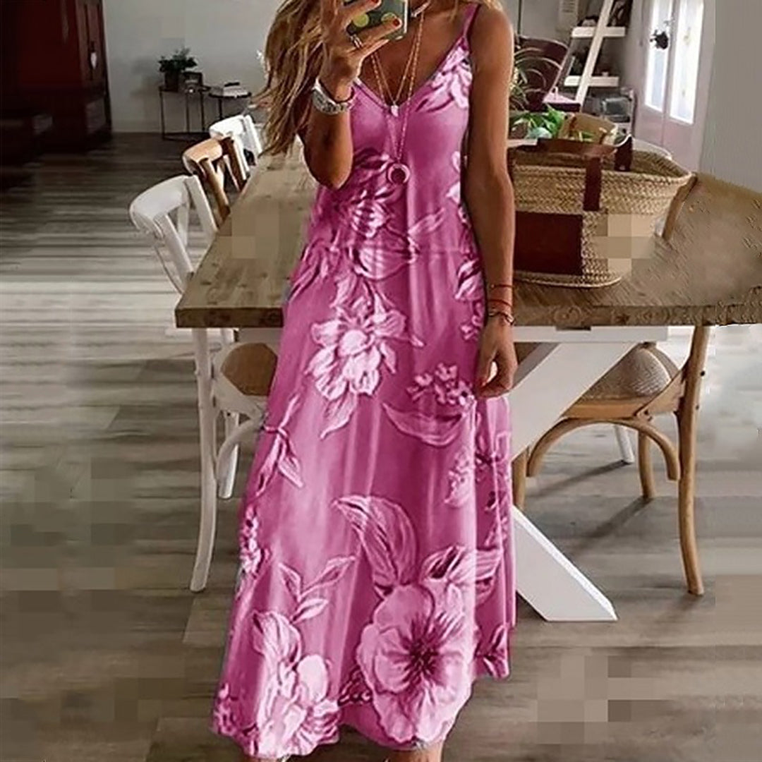 Salena - Elegante bloemenjurk met V-hals en schouderbandjes