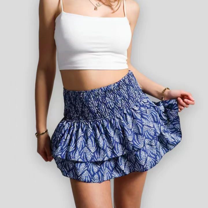 Isabela - Elegante midirok met elastische tailleband en bedrukt patroon