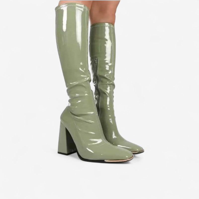 Brittany - Kniehoge Laarzen met Zijrits en Hoge Hakken