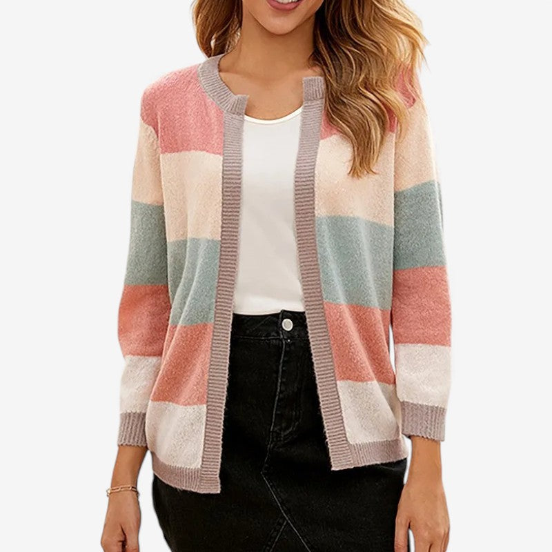 Annabelle – Lange Mouw Cardigan met Knoopsluiting en Ronde Halslijn