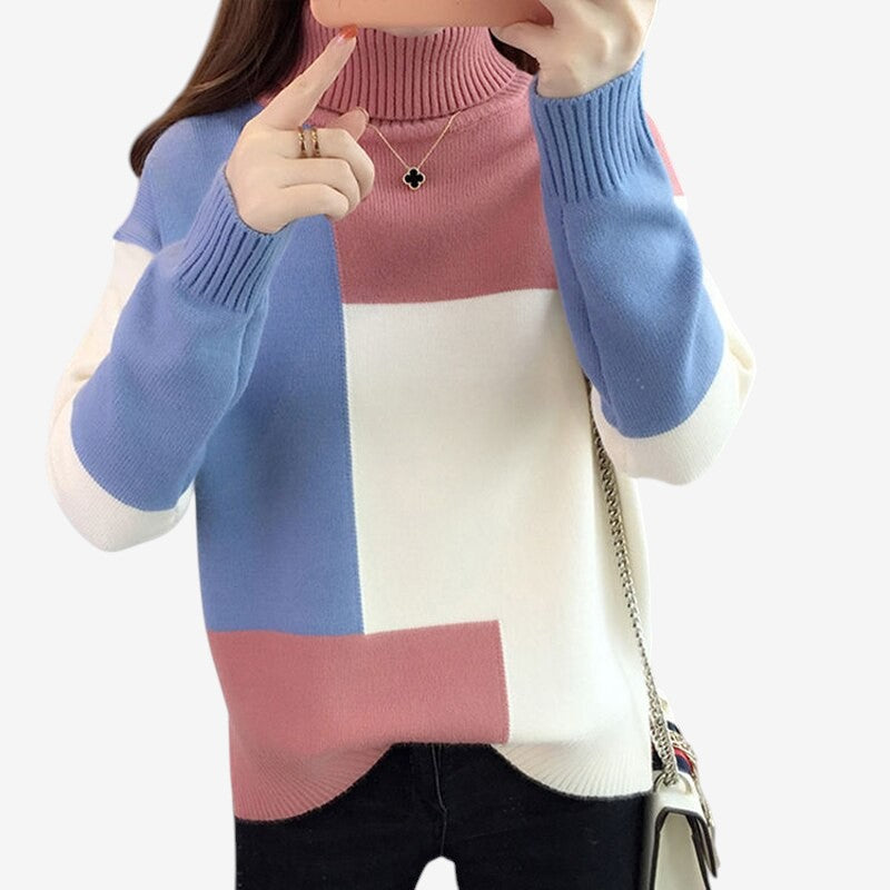 Ariana - Lange Mouw Trui met Col en Geribbelde Details