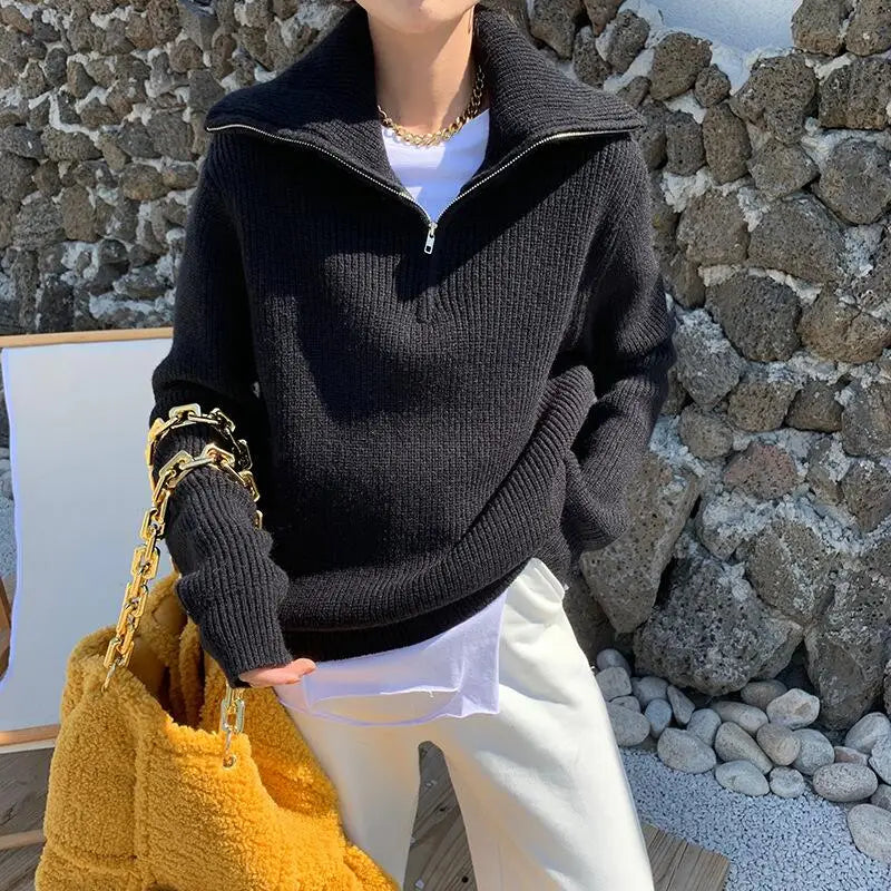 Chloé - Warme Sweater met Lange Mouwen, Geribde Manchetten en Praktische Rits