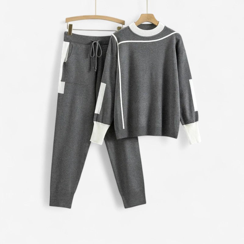 Tessa - Tweedelige Set met Lange Mouw Trui en Wijde Broek