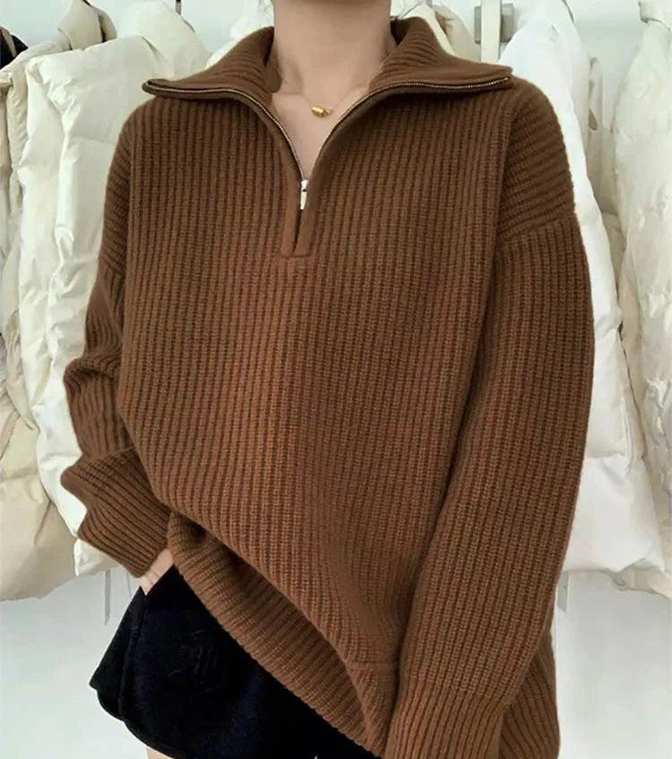 Chloé - Warme Sweater met Lange Mouwen, Geribde Manchetten en Praktische Rits