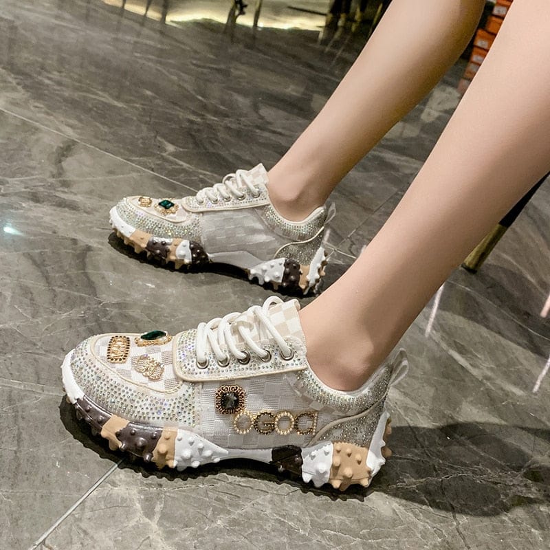 Scarlett - Sneakers met Strassdetails en Vetersluiting