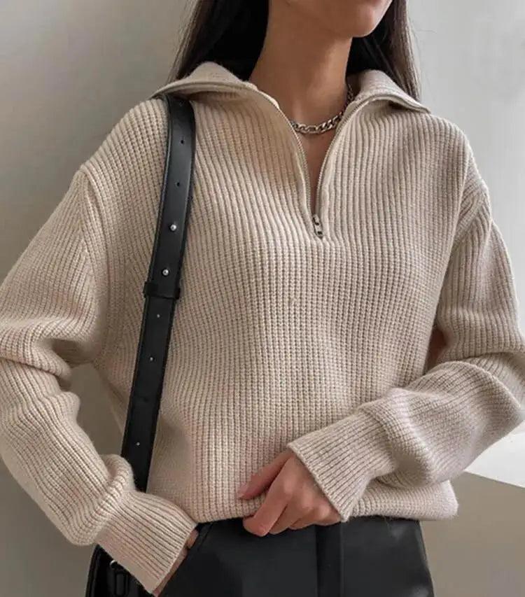 Chloé - Warme Sweater met Lange Mouwen, Geribde Manchetten en Praktische Rits