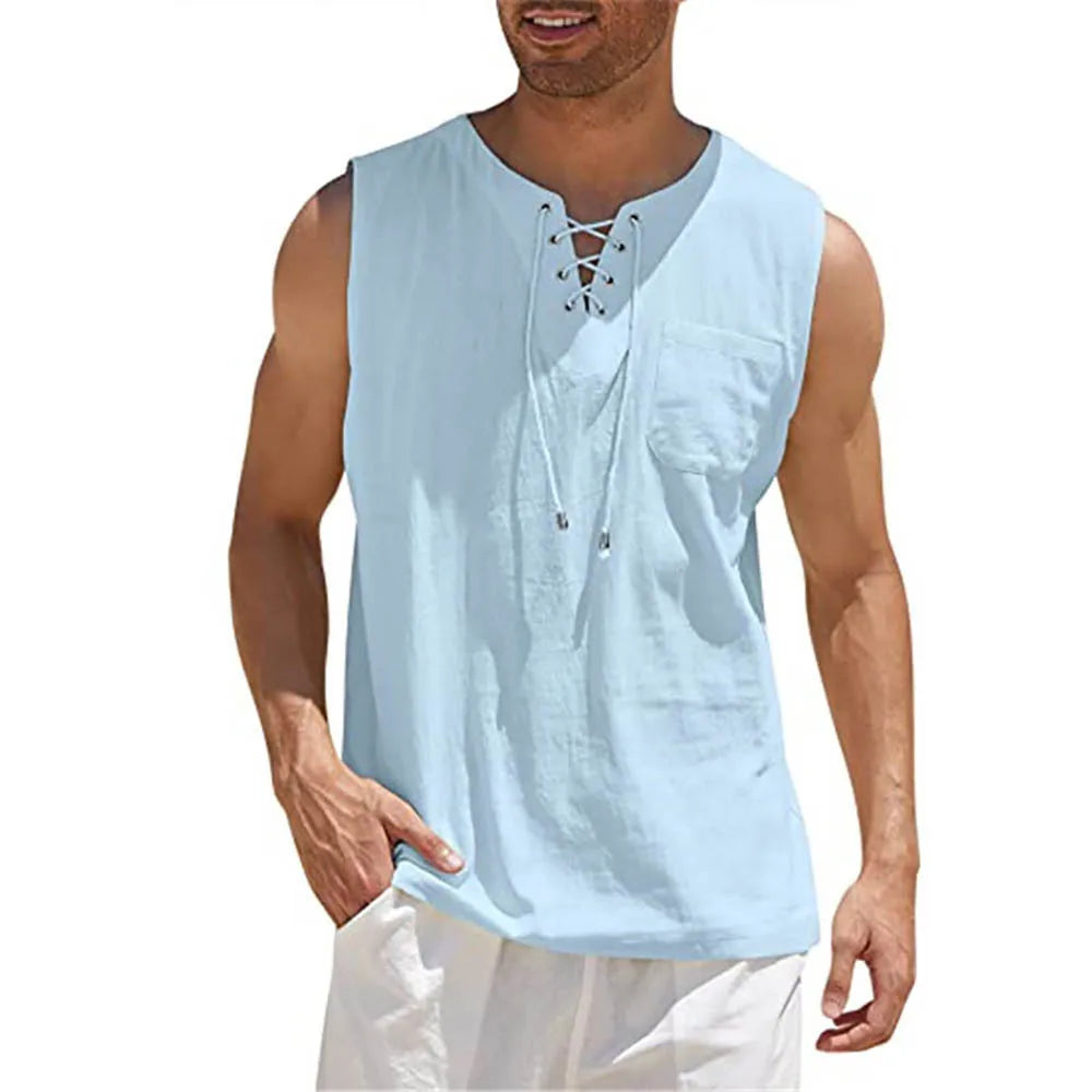 Lawrence - Trendy shirt met mouwloos en zak aan de voorkant