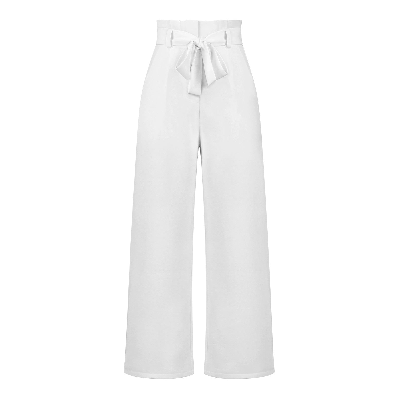 Isabella - Klassieke wijde broek met hoge taille en strikceintuur