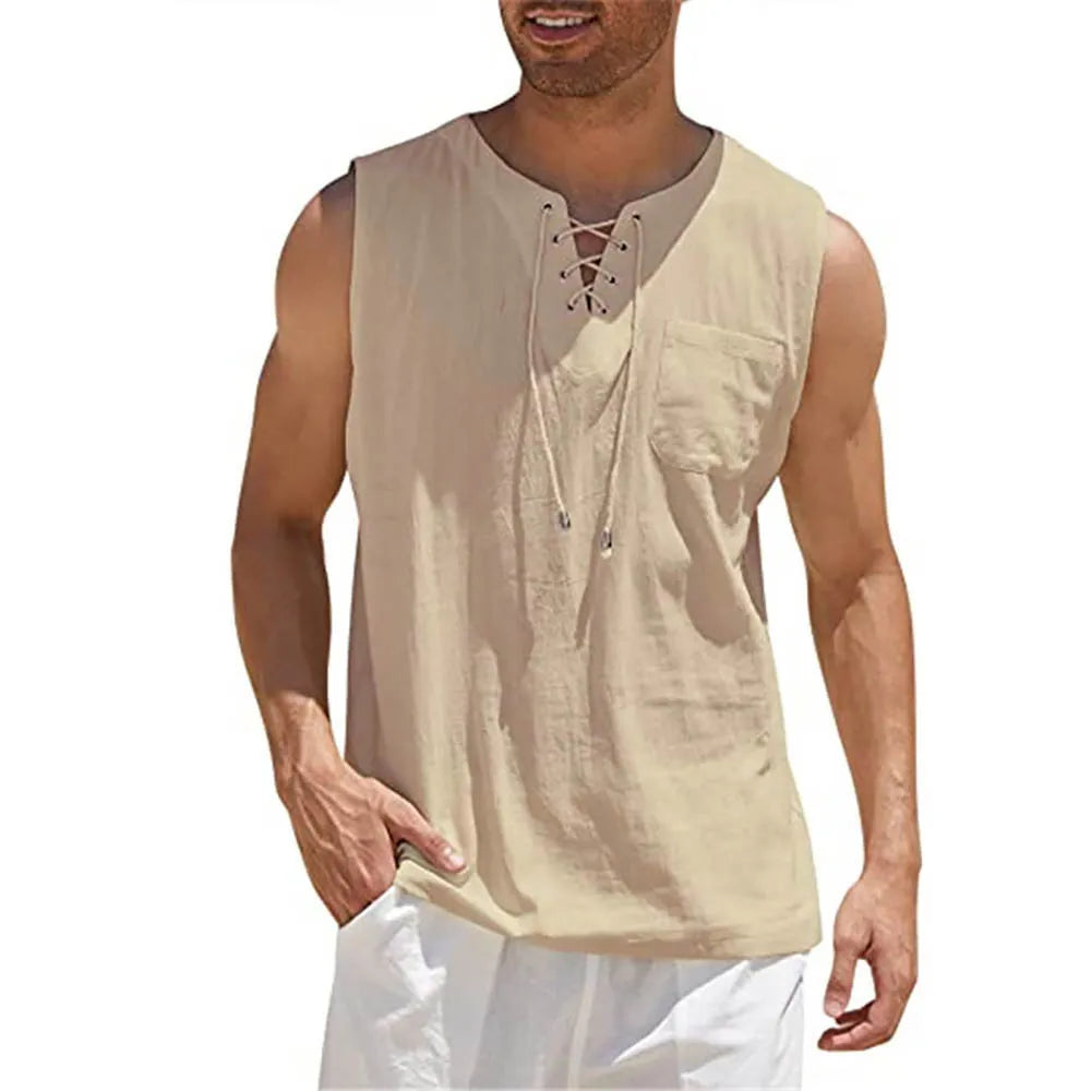 Lawrence - Trendy shirt met mouwloos en zak aan de voorkant