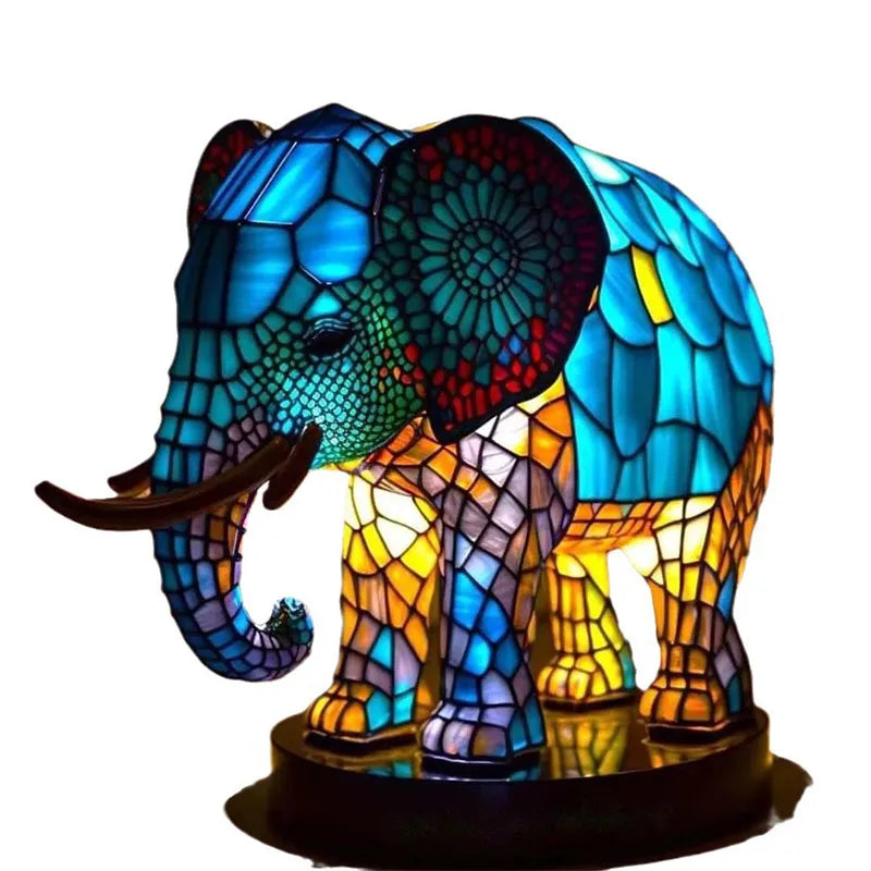 LuminaWild – Handgemaakte Hars Kunstlamp met 14 Kleurrijke Diermotieven
