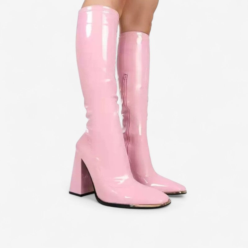 Brittany - Kniehoge Laarzen met Zijrits en Hoge Hakken