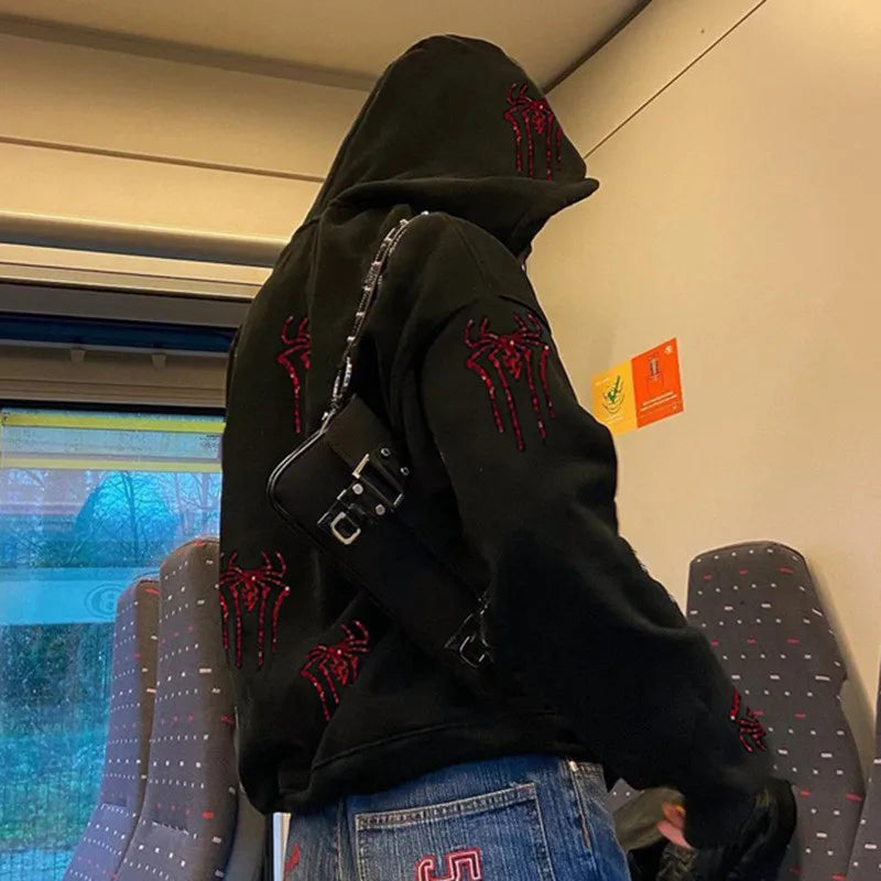 Arianna – Lange Mouw Hoodie met Ritssluiting en Zijzakken