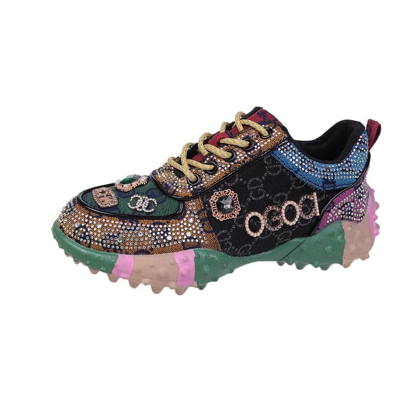 Scarlett - Sneakers met Strassdetails en Vetersluiting