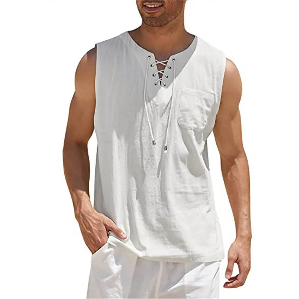 Lawrence - Trendy shirt met mouwloos en zak aan de voorkant