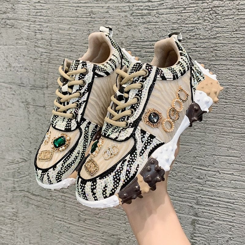 Scarlett - Sneakers met Strassdetails en Vetersluiting