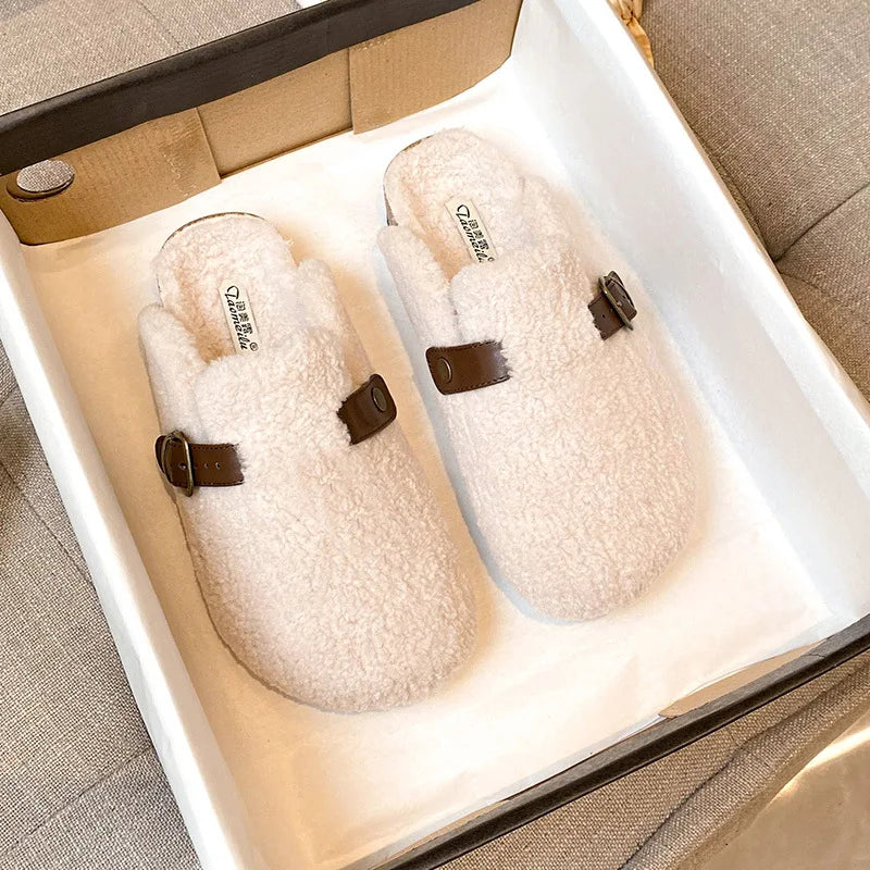 Lisa - Comfortabele bontpantoffels met chic gespontwerp