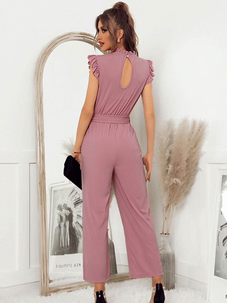 Lily - Chique jumpsuit met ruches aan de mouwen en ontspannen pasvorm
