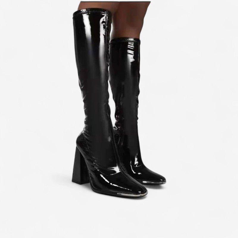 Brittany - Kniehoge Laarzen met Zijrits en Hoge Hakken