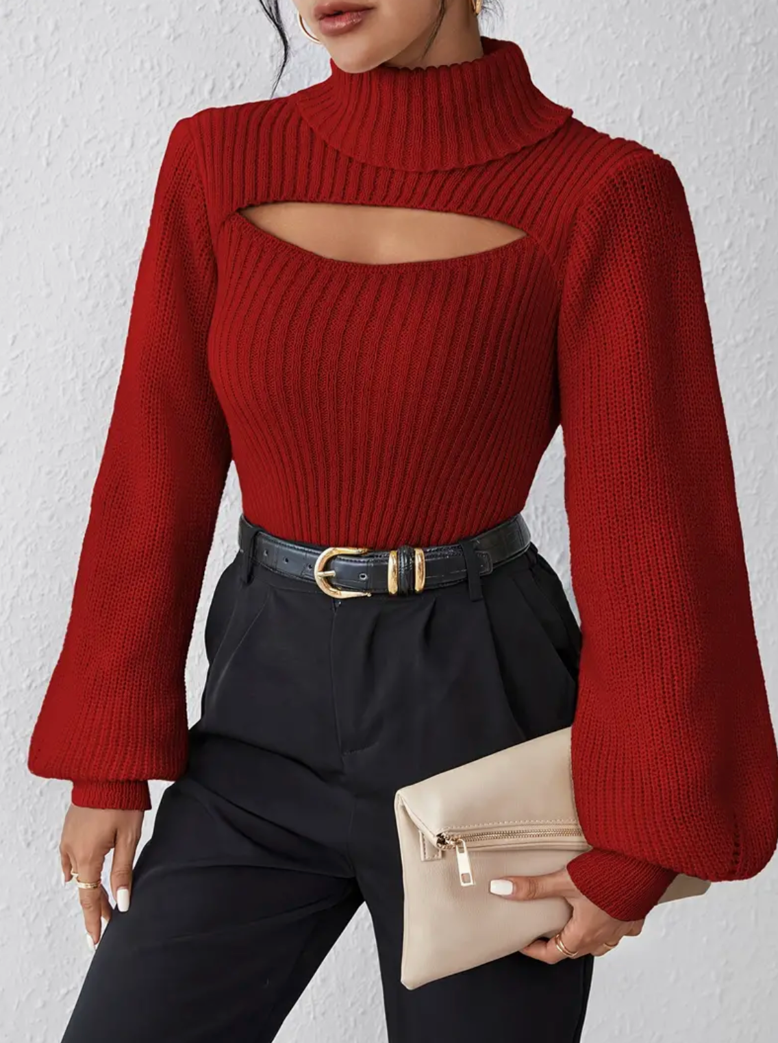 Ava - Sweater met lange mouwen en hoge hals voor een moeiteloze stijl