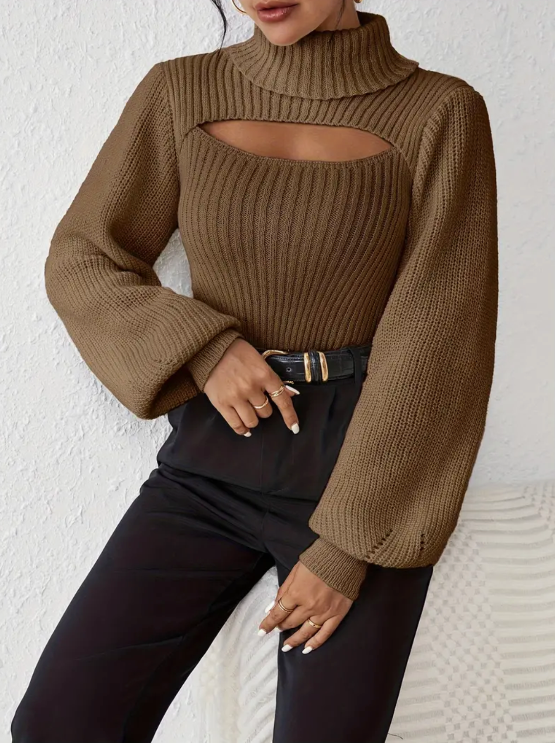 Ava - Sweater met lange mouwen en hoge hals voor een moeiteloze stijl