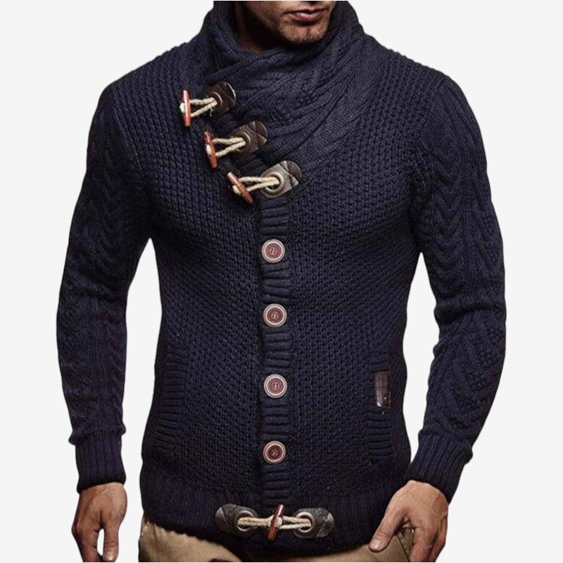 Mark - Trui met Lange Mouwen Zijzakken en Knopensluiting