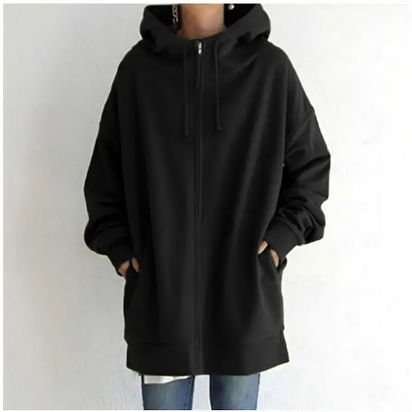 Arwen - Relaxte hoodie met rits en capuchon met trekkoord