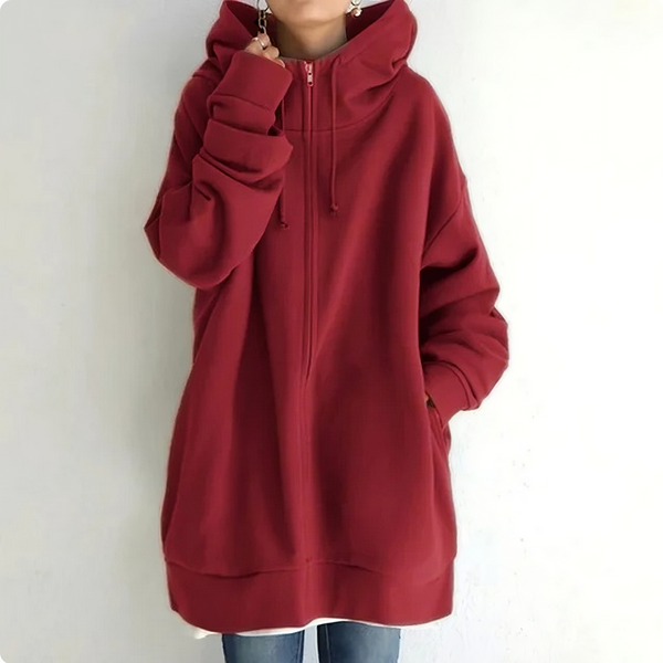 Arwen - Relaxte hoodie met rits en capuchon met trekkoord