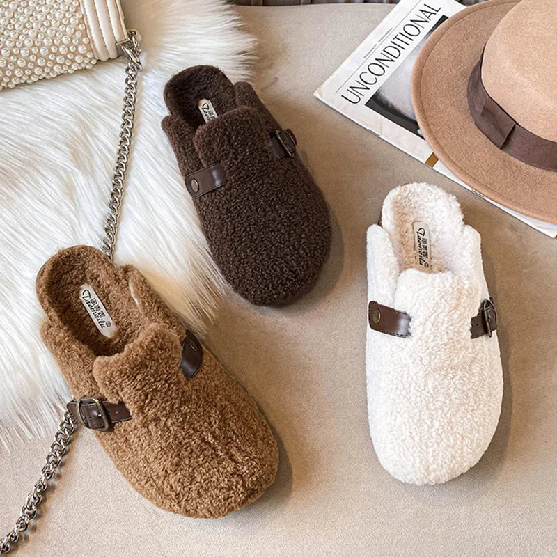 Lisa - Comfortabele bontpantoffels met chic gespontwerp