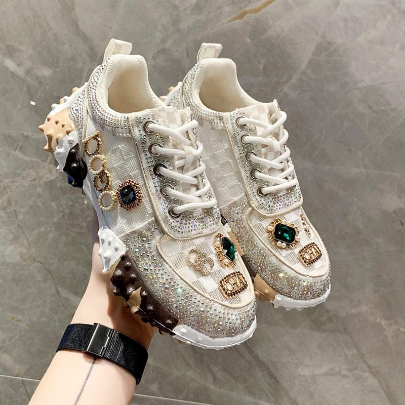 Scarlett - Sneakers met Strassdetails en Vetersluiting