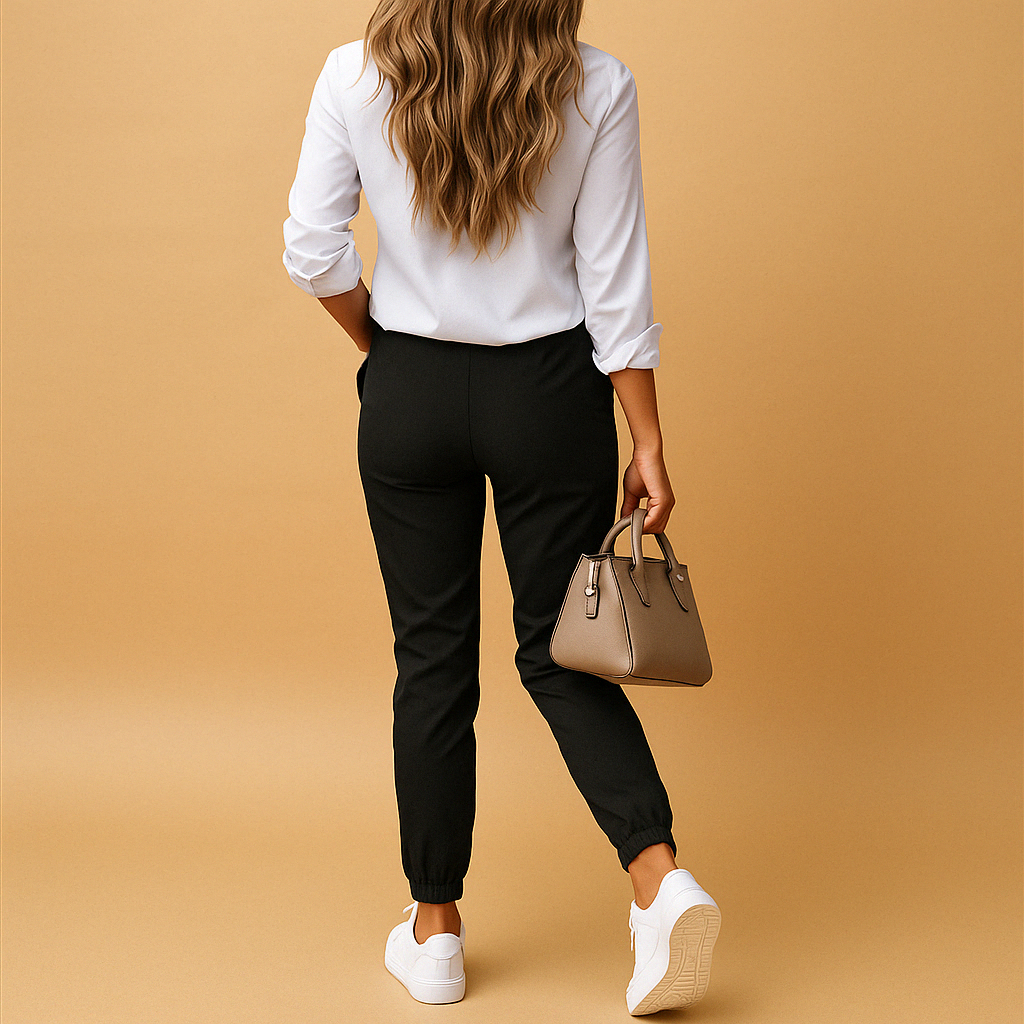 Lily – Moderne slim fit broek met zijzak en knoopdetails