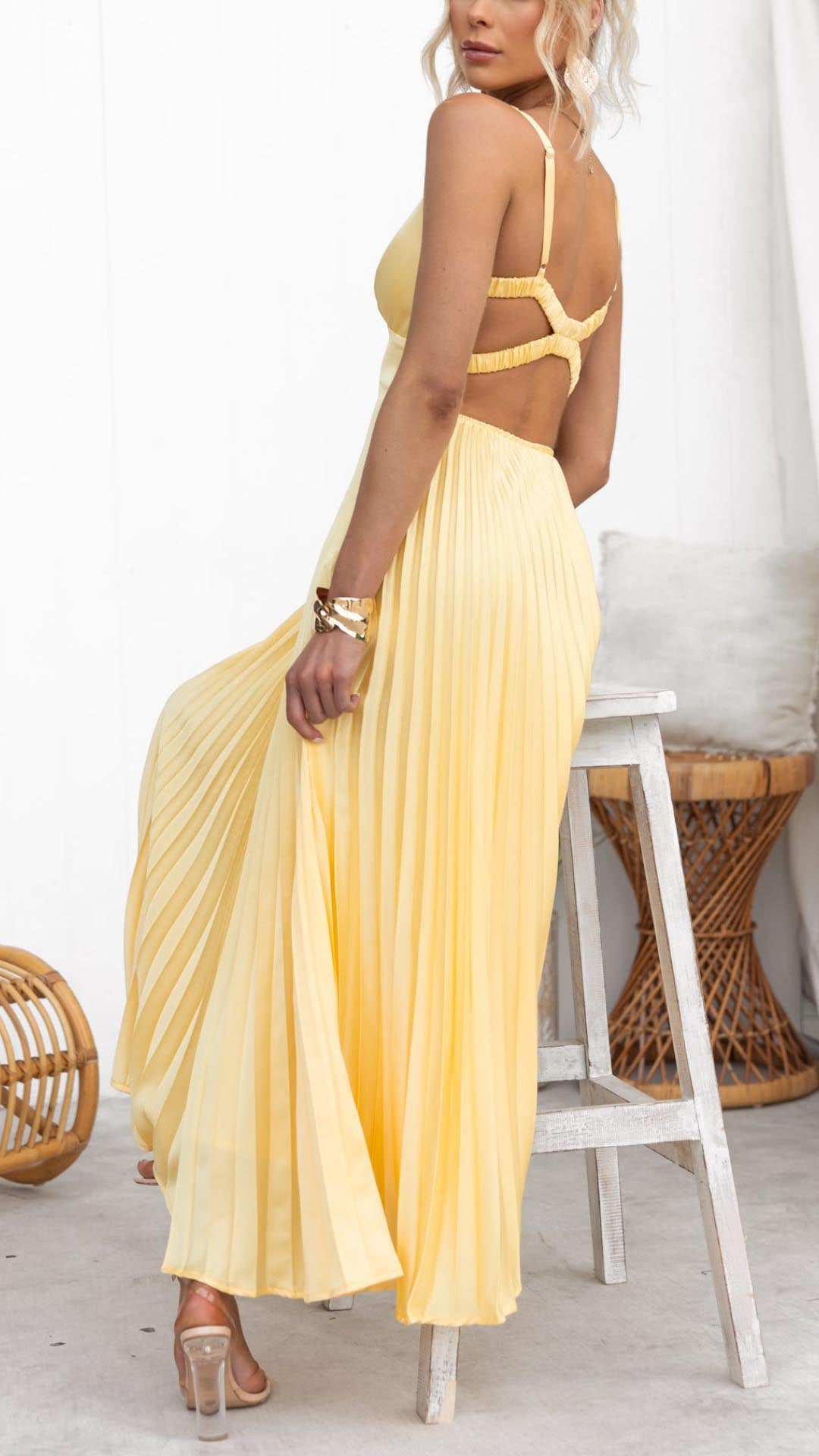 Margaret - Elegante zwierige maxi-jurk met diepe V-hals en comfortabele pasvorm