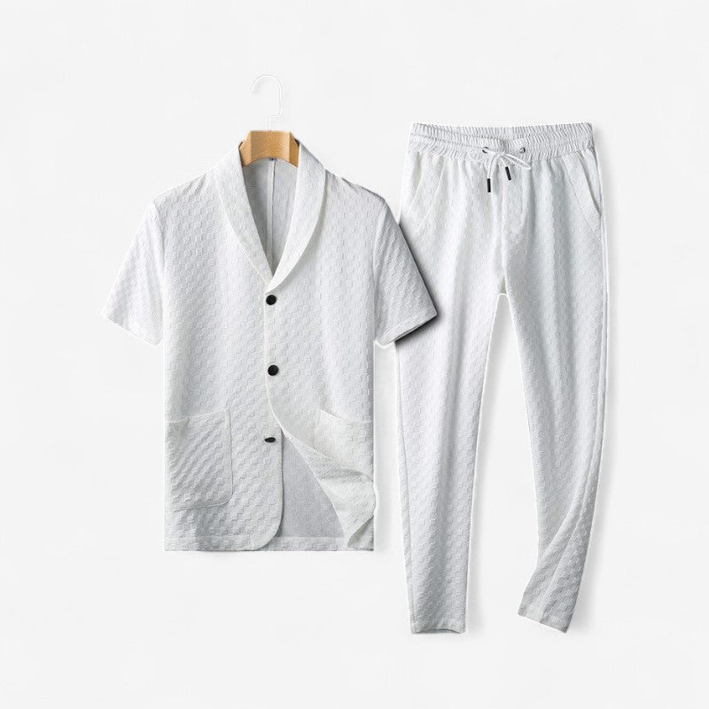 Theodore – Tweedelige Set met Korte Mouwen overhemd en Wijd Poot Broek