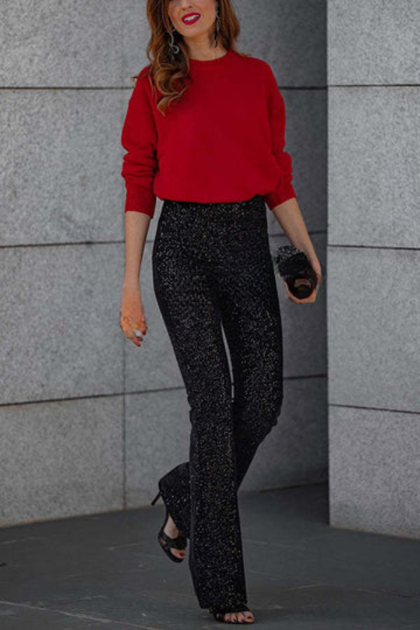 Naila - Uitlopende legging met hoge taille en fonkelende details